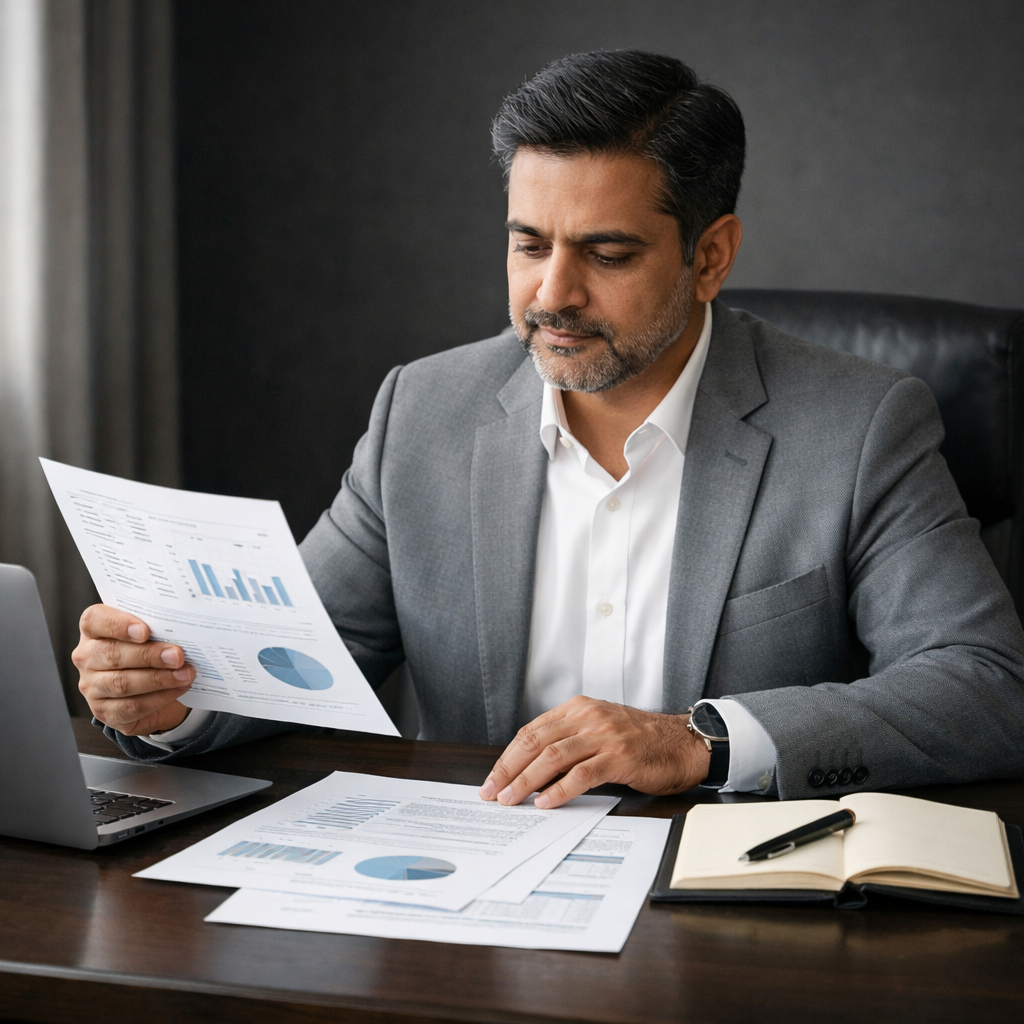 Indian HNI investor reviewing structured portfolio strategy focused on long-term wealth and risk discipline