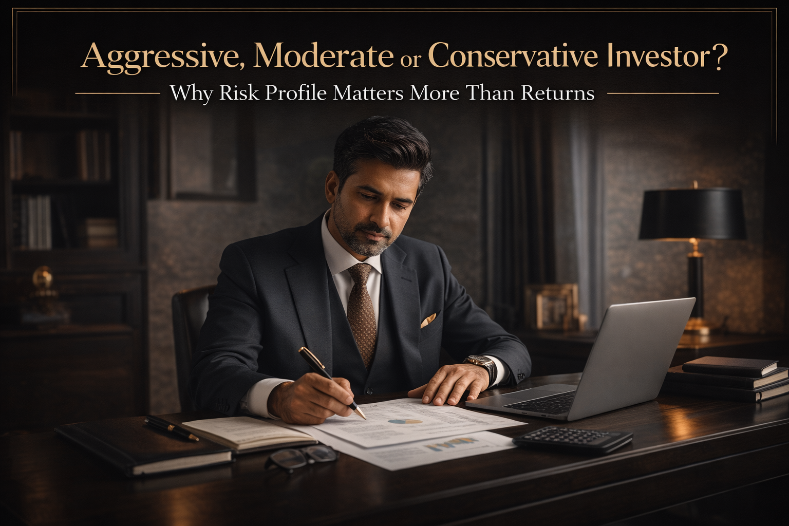 Indian investor reviewing portfolio aligned with aggressive moderate conservative risk profile strategy